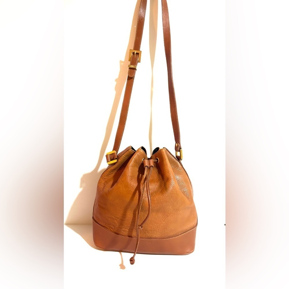 AMALCC vintage Brown Leather Bucket Bag